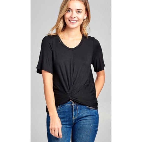 Twist Bottom Black Top - Picture 2 of 4